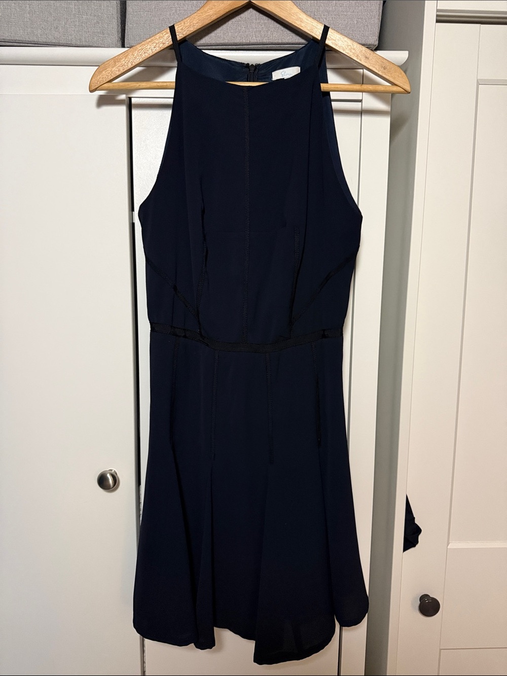 Helena Navy High-Neck Mini Dress